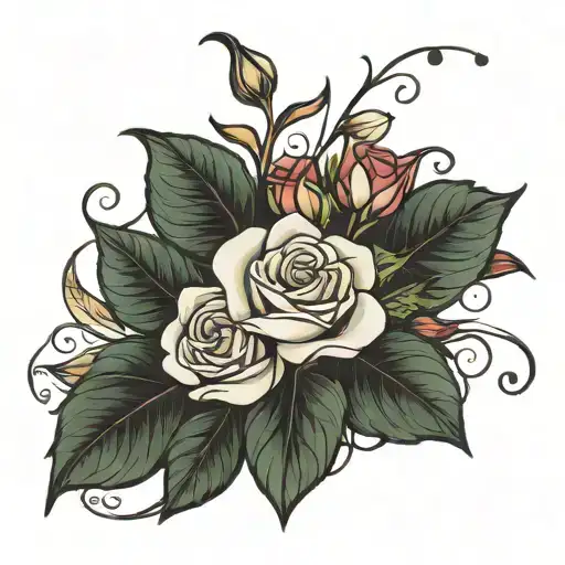 Rose And Honeysuckle Flowers