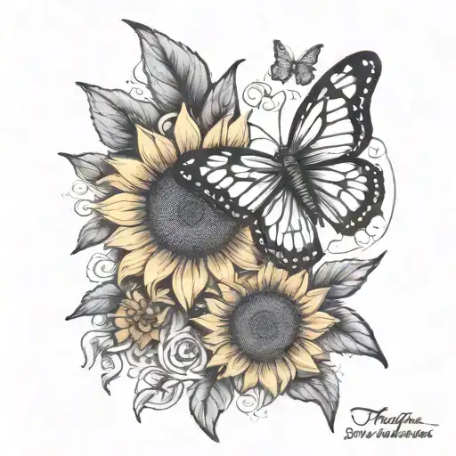 Sunflower Butterfly You Are My Sunshine