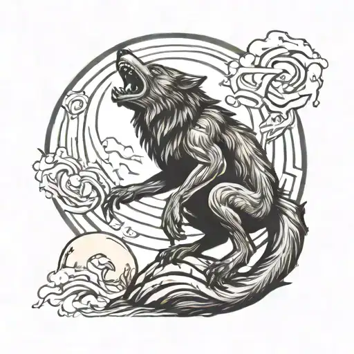 Werewolf Howling On Moon