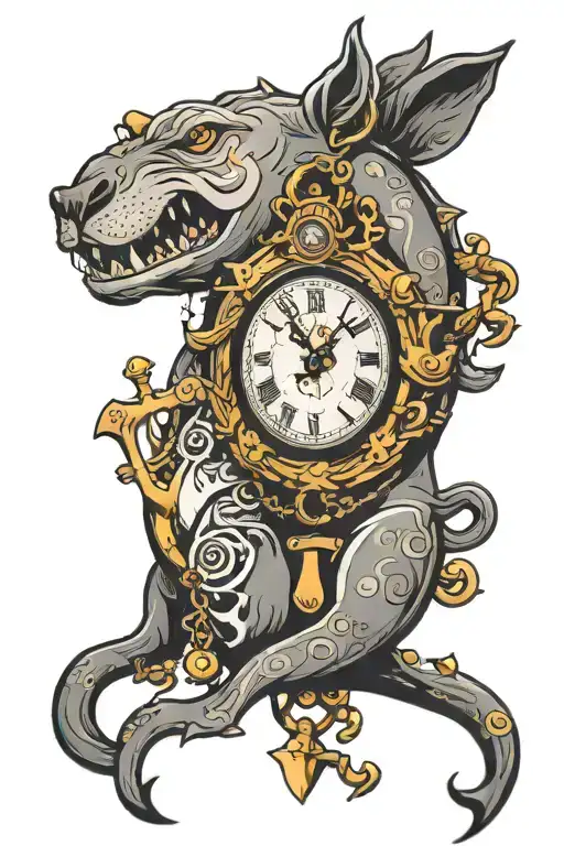 Clock Wolf Anchor Hippo With Lighting
