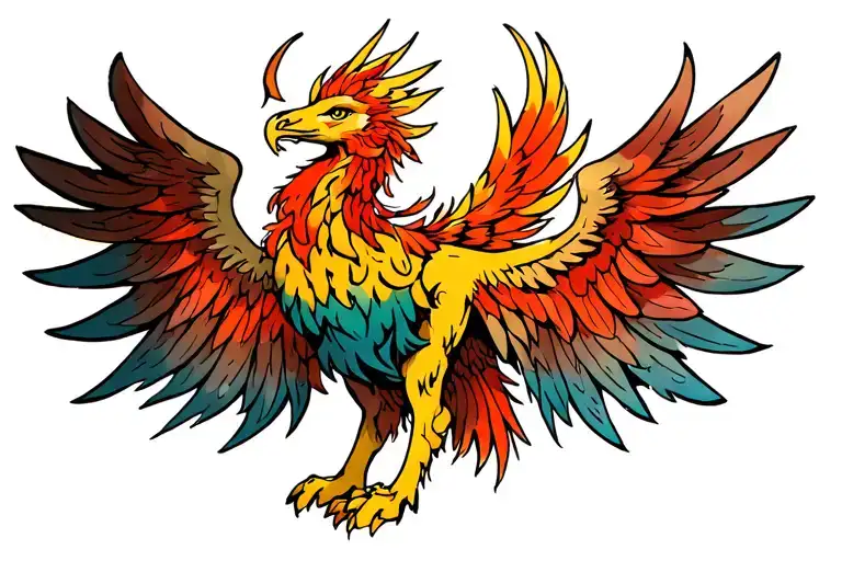 Front Facing Phoenix With Wings Spread Out