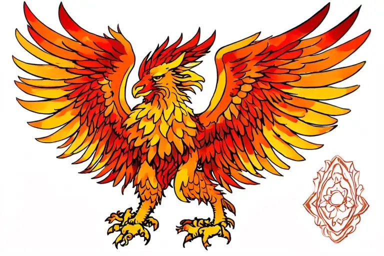 Front Facing Phoenix With Wings Spread Out