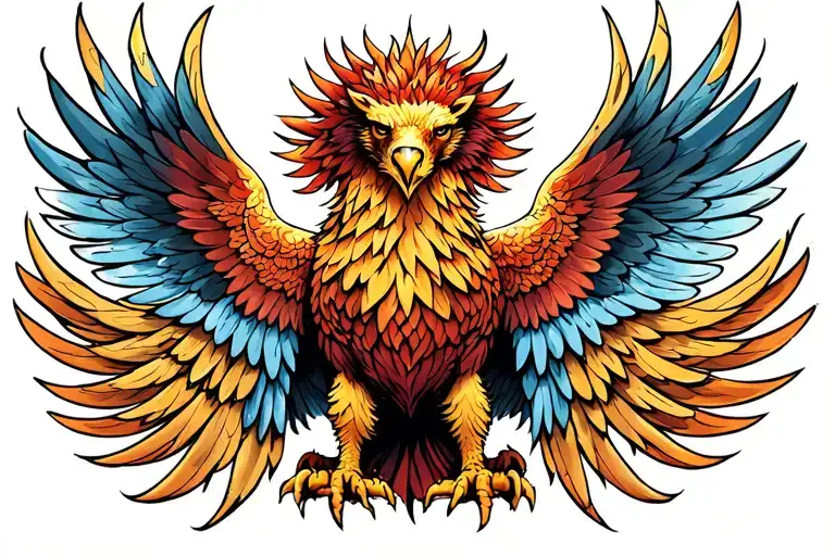 Front Facing Phoenix With Wings Spread Out
