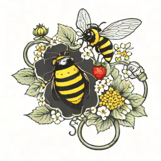 Strawberry Vine With October And February Birth Flowers W A Stethoscope And Bumble Bee