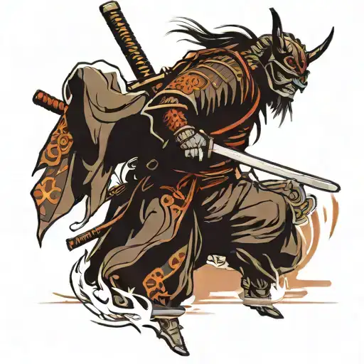 Samurai From The Side With A Katana