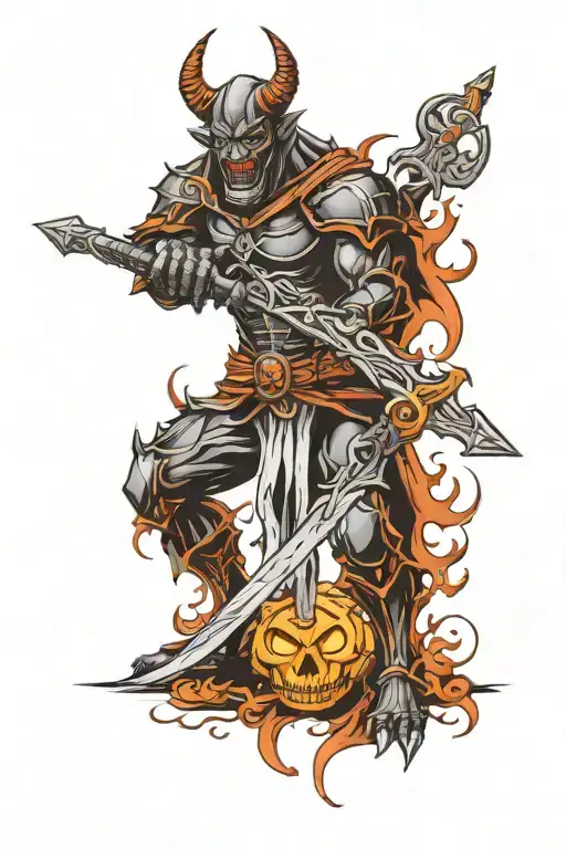 Demon Knight Holding A Sword