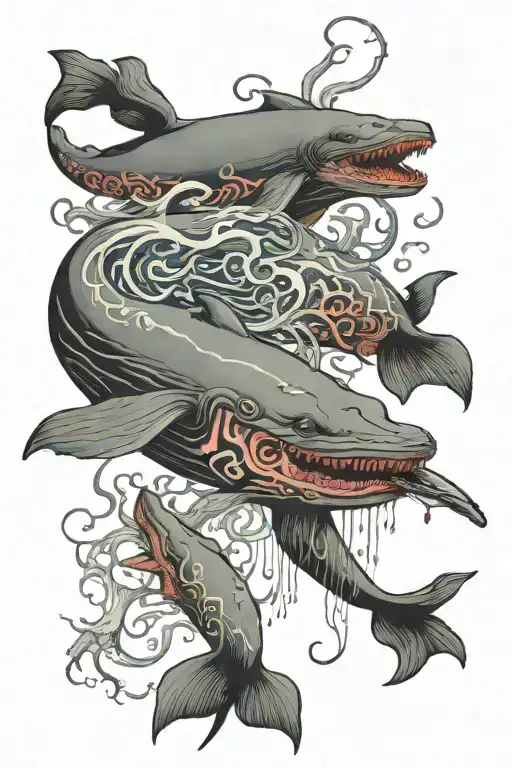 Sperm Whale Hunting Squid Wrapped