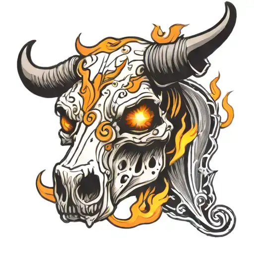 Cow Skull And Flames