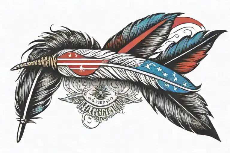 Feather With Puerto Rican Flag And The Words Margarita's Son On Thestem Of The Feather