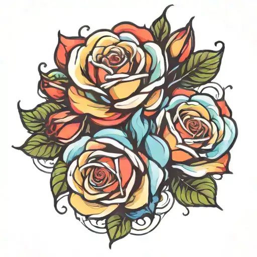 Two Roses With One Being Rainbow Colors