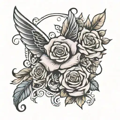 Ruban Cancer Ange Rose Intertwined