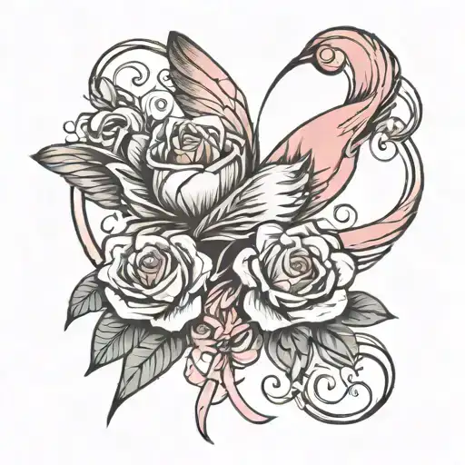 Ruban Cancer Ange Rose