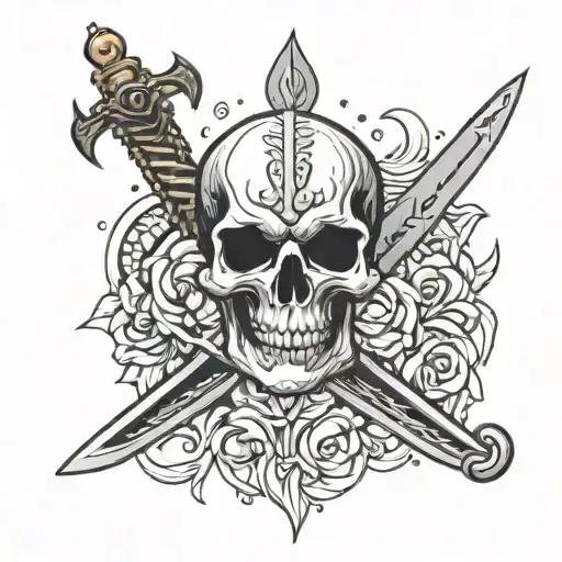 A Hellish Skull Pierced By A Sword