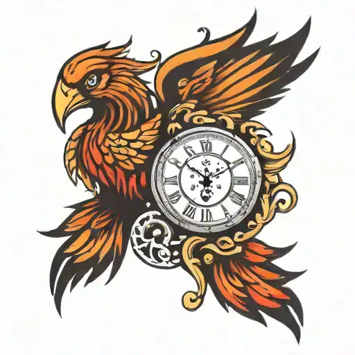 Phoenix Wings With Centered Clock