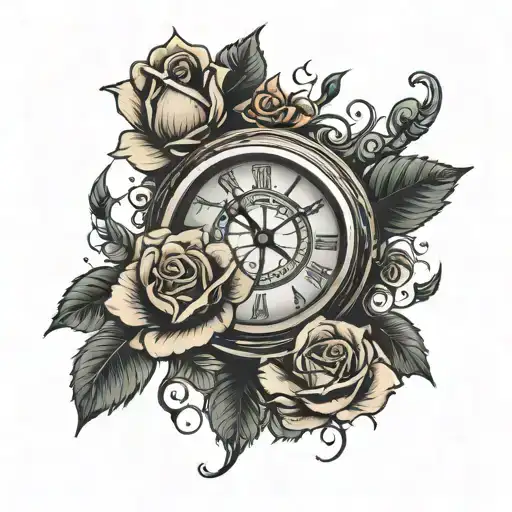 Clock With Roses Surrounding It Saying Lost Time Is Never Found Again