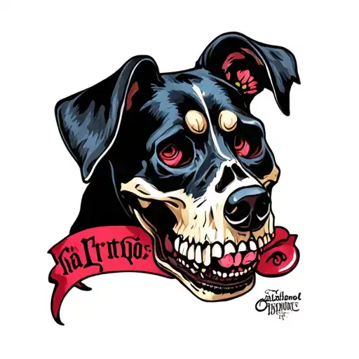 Day Of The Dead Zombie Dog Skull