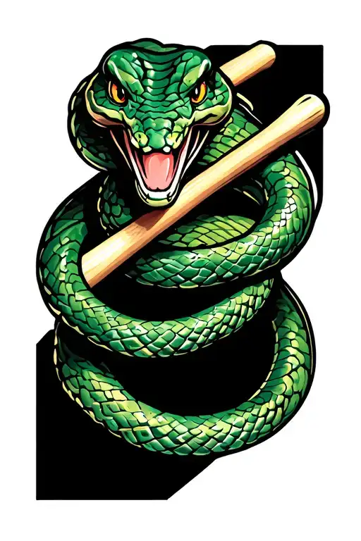 Neo Traditional Snake Wrapped Around Drumsticks