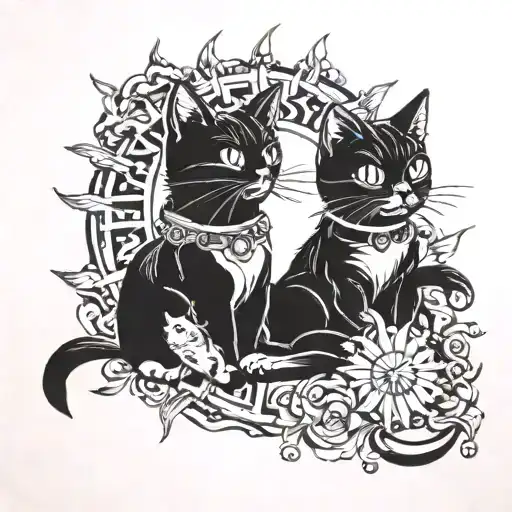 Sun And Cats Playing