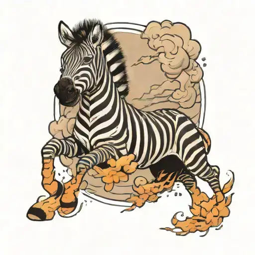 Running Zebra With A Cloud Of Dust Behind It