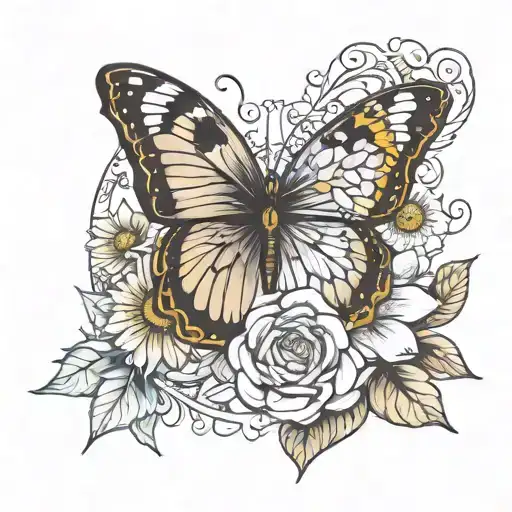 Half Sunflower And Half Butterfly With The Name Shannelle As The Body