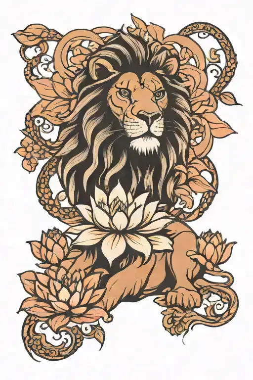 Daughter Lotus Flower Lion Family