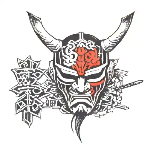 Samurai Mask With Defqon 1 Festival Logo