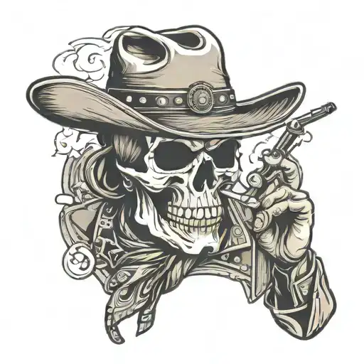 Cowboy Skull Smoking Cigarrette