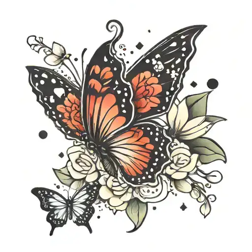Lotus Flower Butterfly With Stars And Hearts