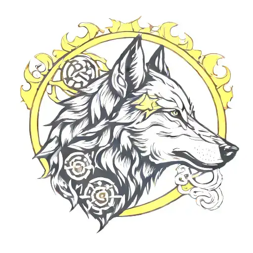Wolf And Sun Symbol