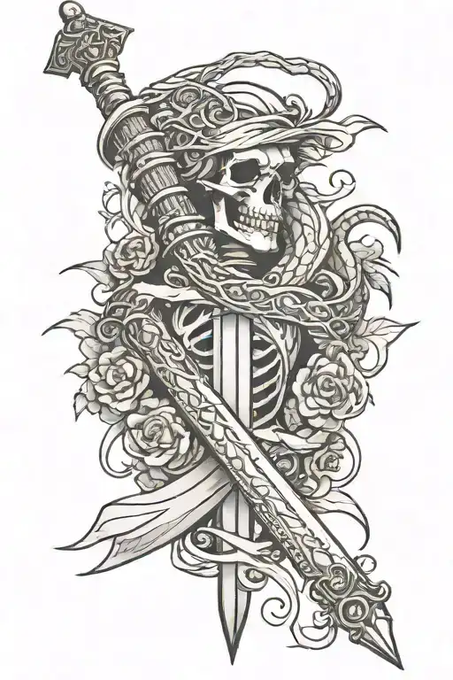 Gothic Sword With Snake Skeleton Wrapped Around It