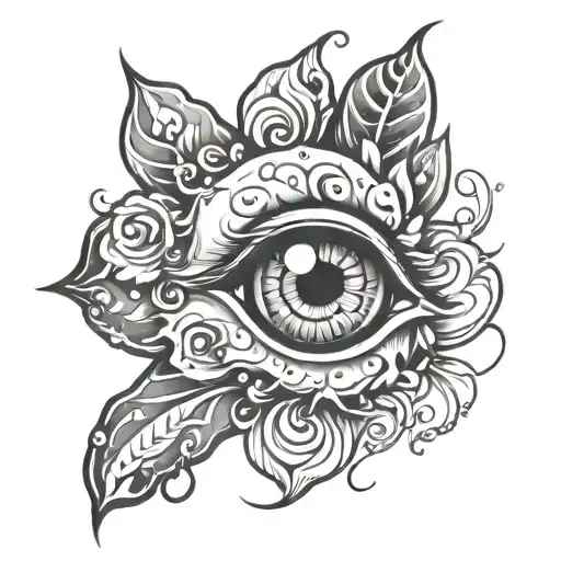 Dog Paw Print And Eyes Looking