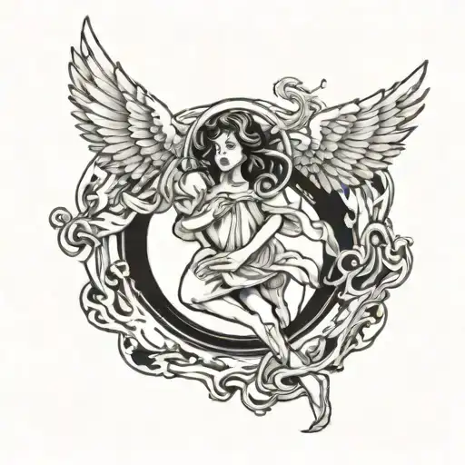 Angel Falling Into Black Hole