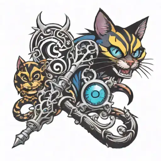 Kingdom Hearts Key Blade And Cheshire Cat