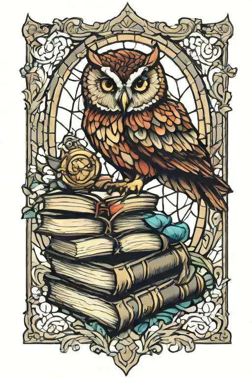 Books And Owl Stained Glass Filled