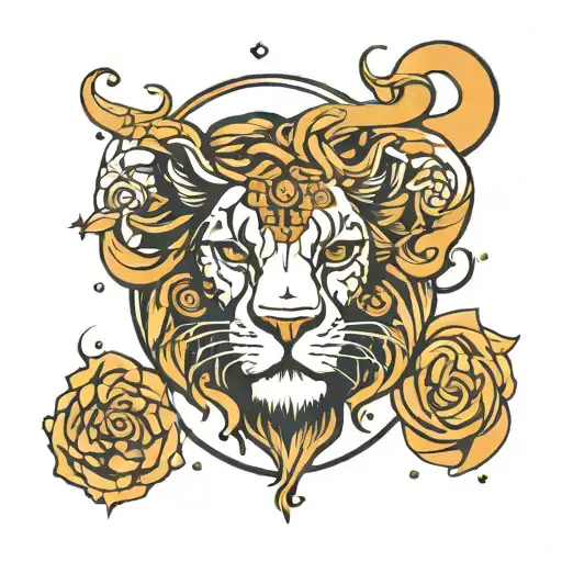 Leo Head With Virgo Zodiac Sign