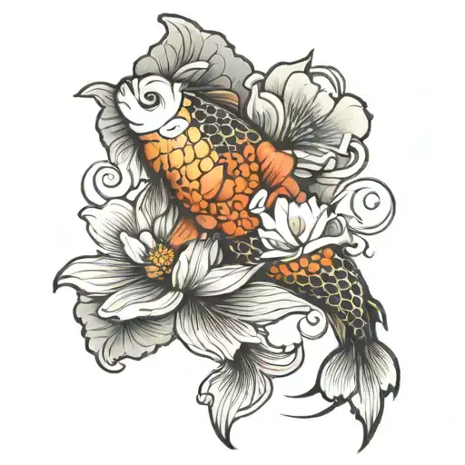 Koi Fish Lotus