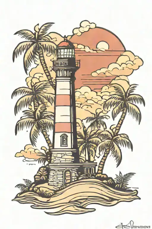 Lighthouse And Palm Trees