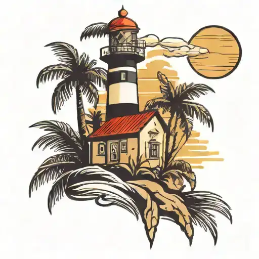 Lighthouse And Palm Tree