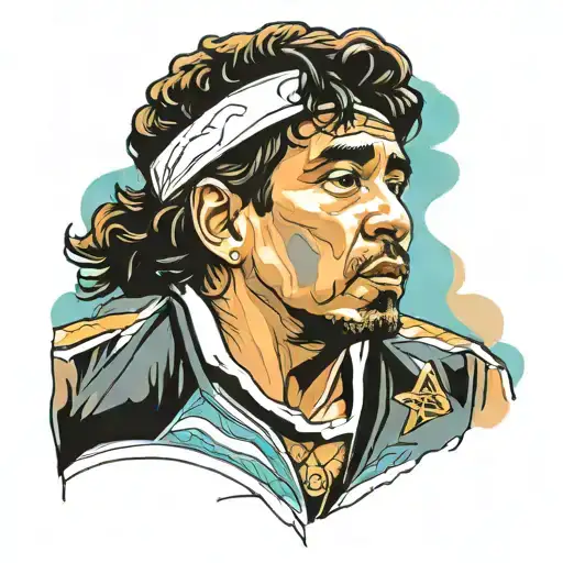 Maradona Single Line With Watercolor Effect