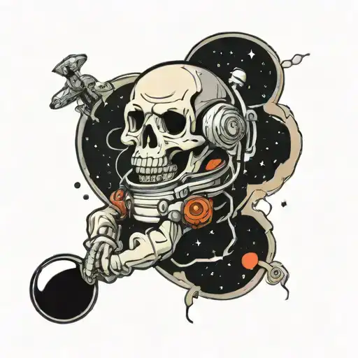 Skull Rose Space Astronaut Blackhole