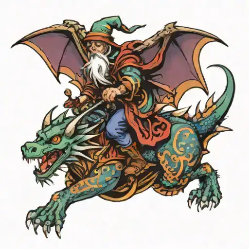 Wizard Riding Dragon