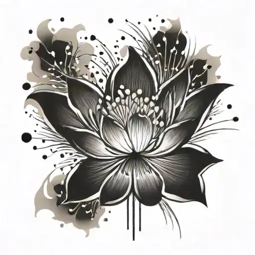 Lotus Flower With Fireworks Exploding