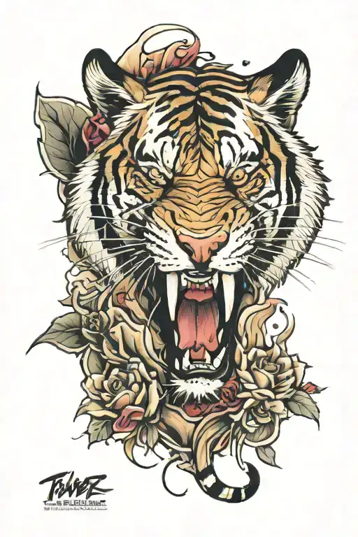 Half Tiger Face With Blood