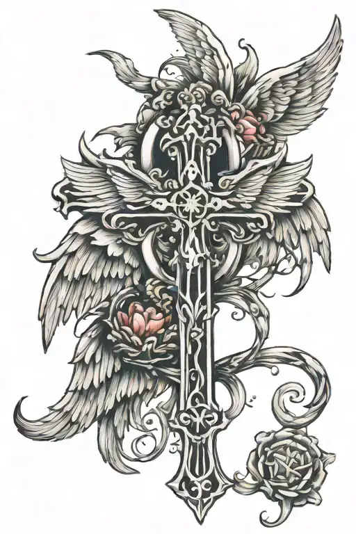Angel Wings With Cross