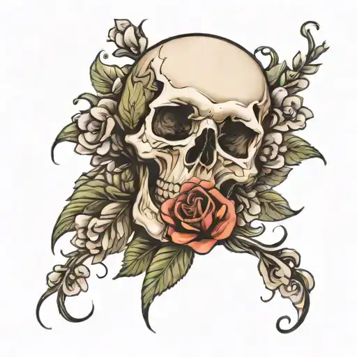 Skull Surrounded By Flowers