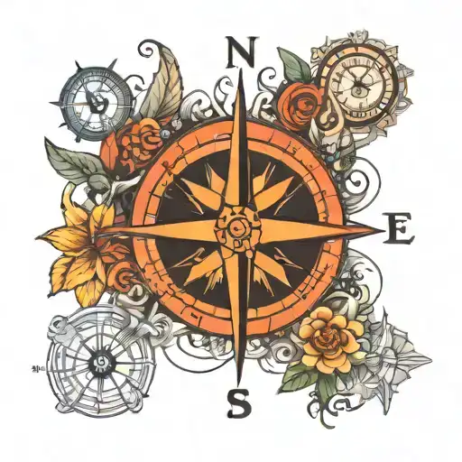 Compass Surrounded By Various