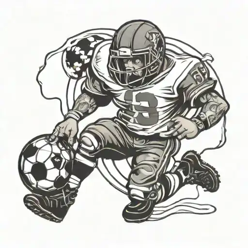 Outline Football Kid With Ball
