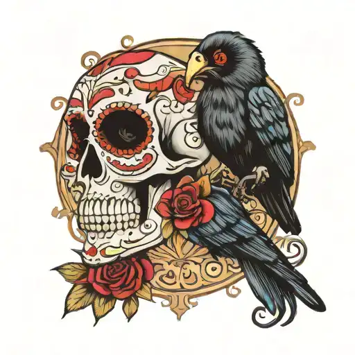 Sugar Skull And Crow