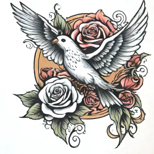 Toni Byrd With Rose And Dove Flying