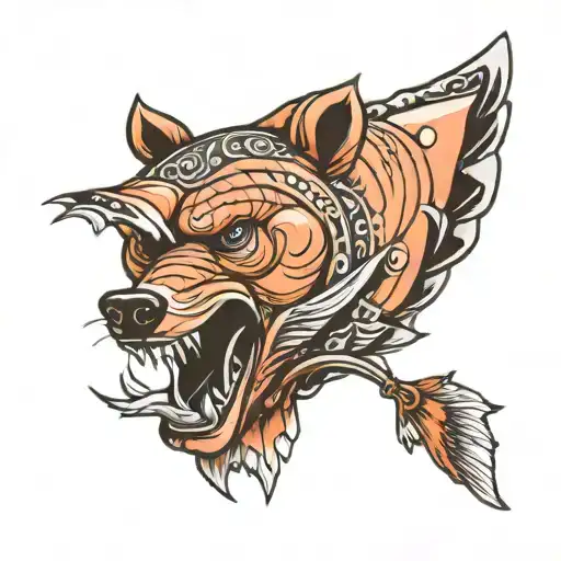 Salmon And Bear Head